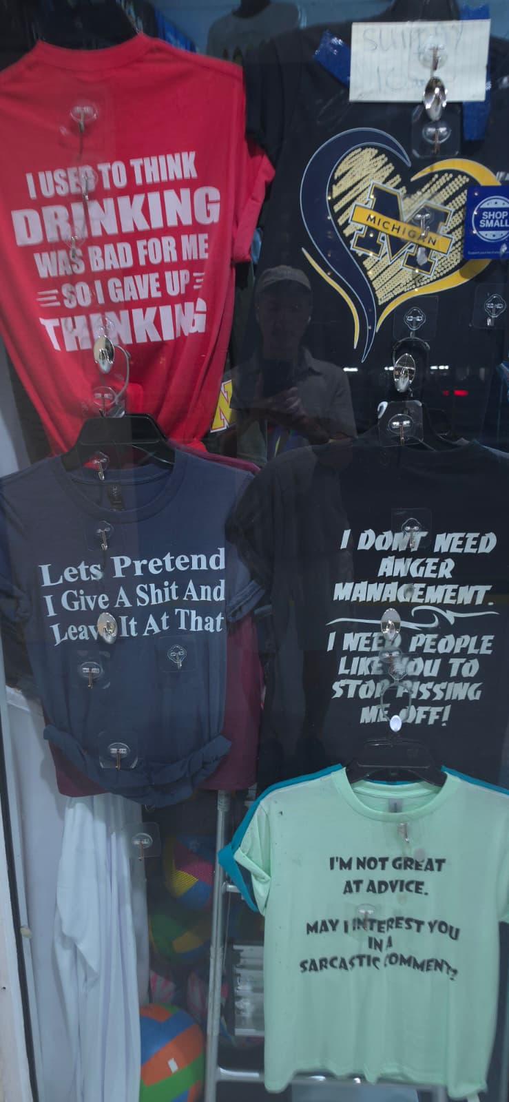 Funny saying and collegiate graphic T-shirts in the shop