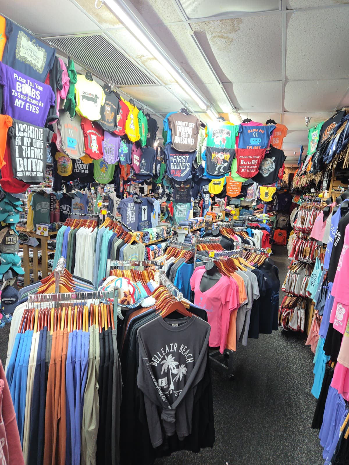 Merry Mouse of Sand Key interior - colorful t-shirt racks and clothing
